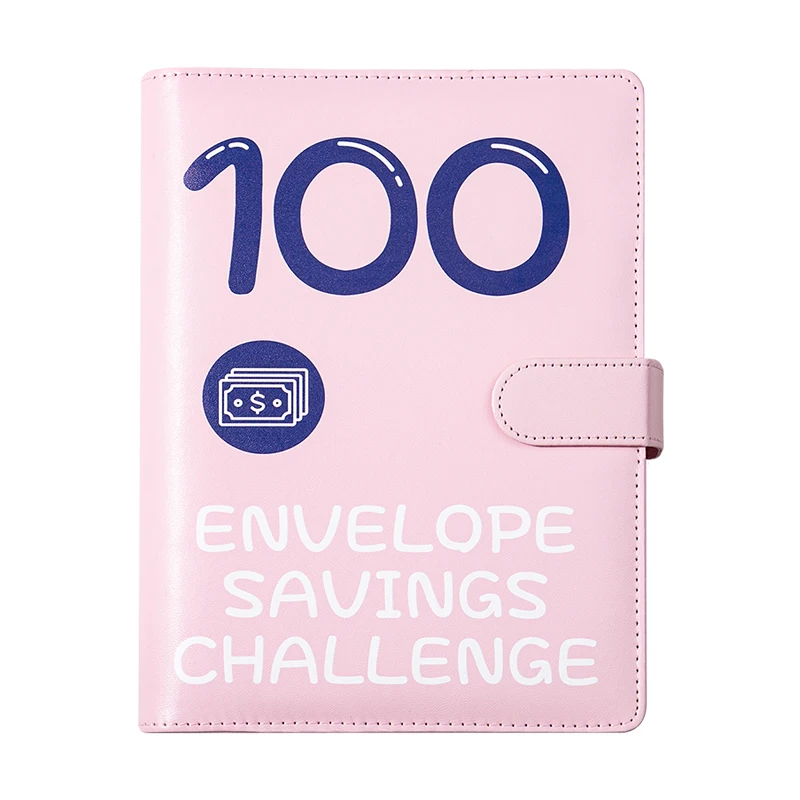 A5 notebook 100 Days envelopes money saving challenge Pu Leather Book 100 day savings challenge ring binder planner