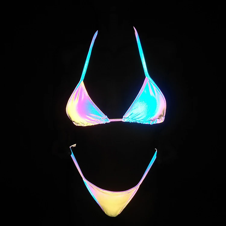 Multicolor Rainbow stretch reflective knit spandex fabric Iridescent Reflective fabric for making Jacket