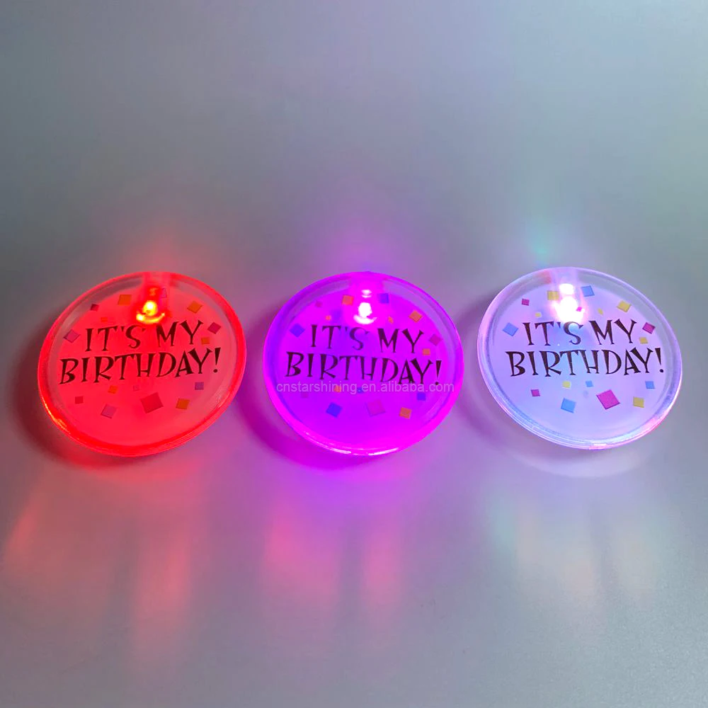 Factory supplier PS customized logo LED blank badge round shape LED blinking button pin colorful LED pin badge