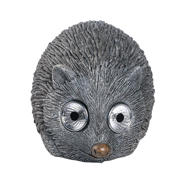 Small Polyresin handicraft hedgehog  ornament with solar lights for garden park decoration