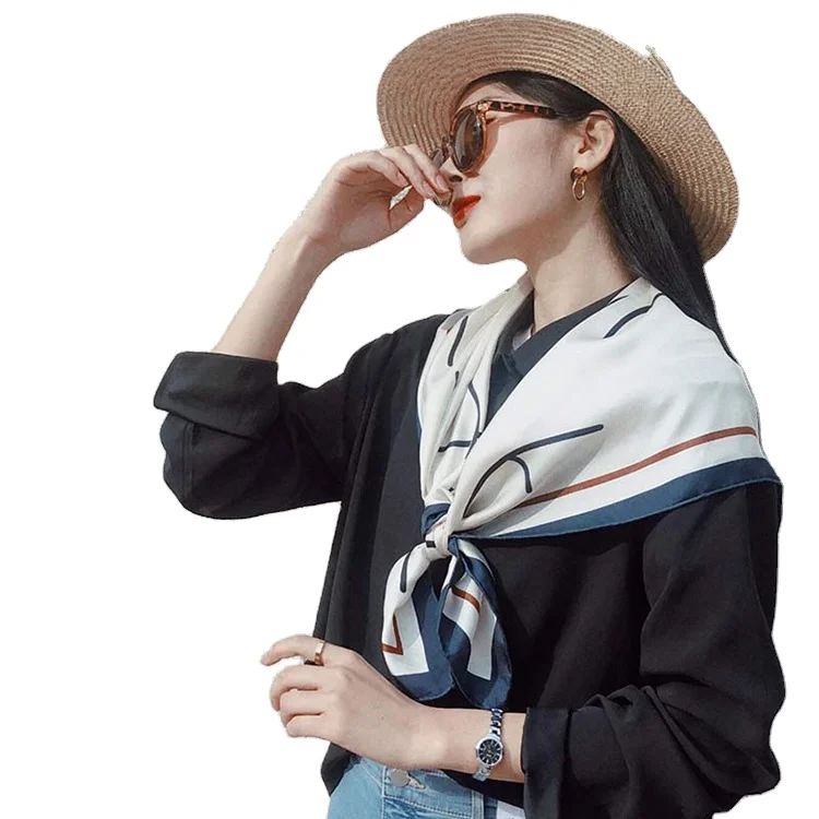 Шелковый Карманный шарф с логотипом на заказ Hangzhou двухсторонний саржевый принтом высокое качество для