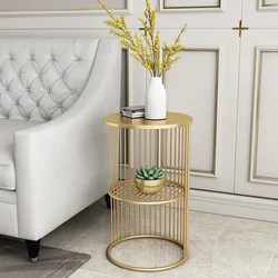 Living Room Simple Marble Golden Side Tables Home Furniture Modern Gold Stainless Steel Frame Luxury Nighstand Bedside Table