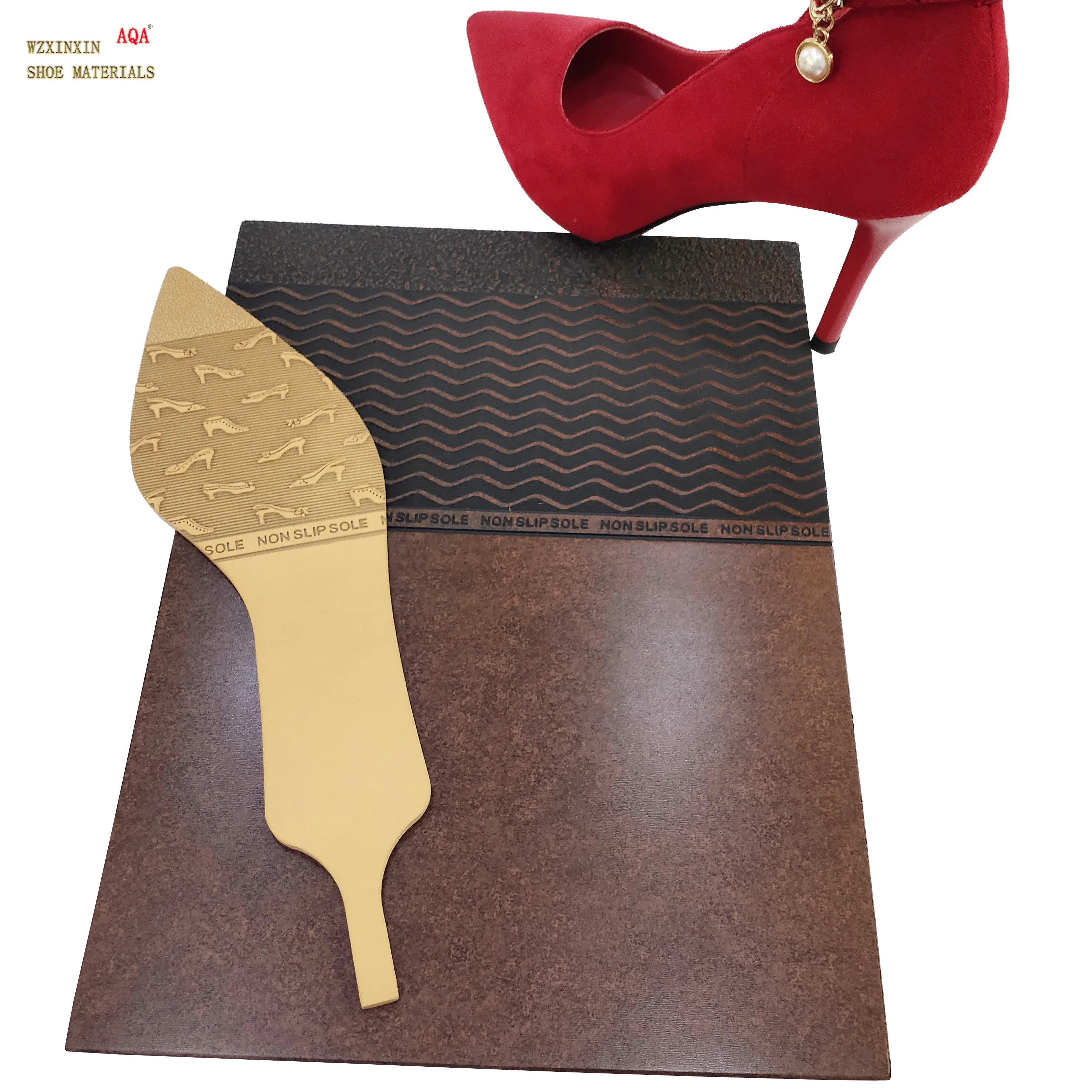 New arrive footwear material  nonslip design durable high abrasion rubber outsole sheet for women high heel shoe sole