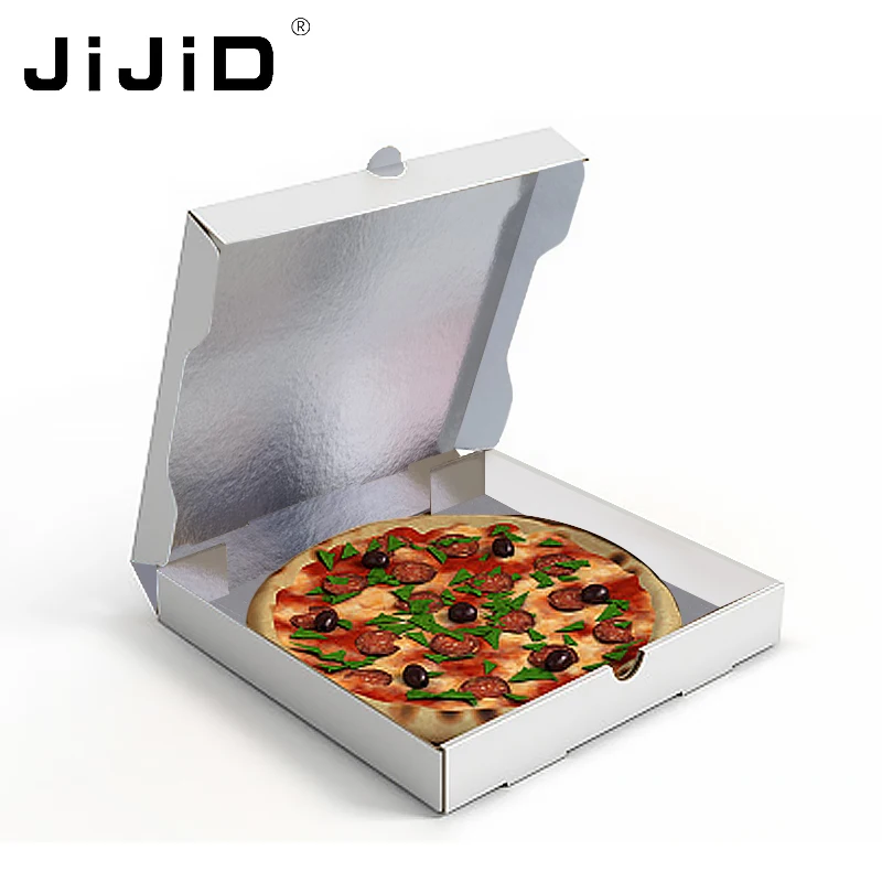 JIJID  Food grade pizza box custom folding kraft carton frozen food packaging box for pizza aluminum foil insulated box