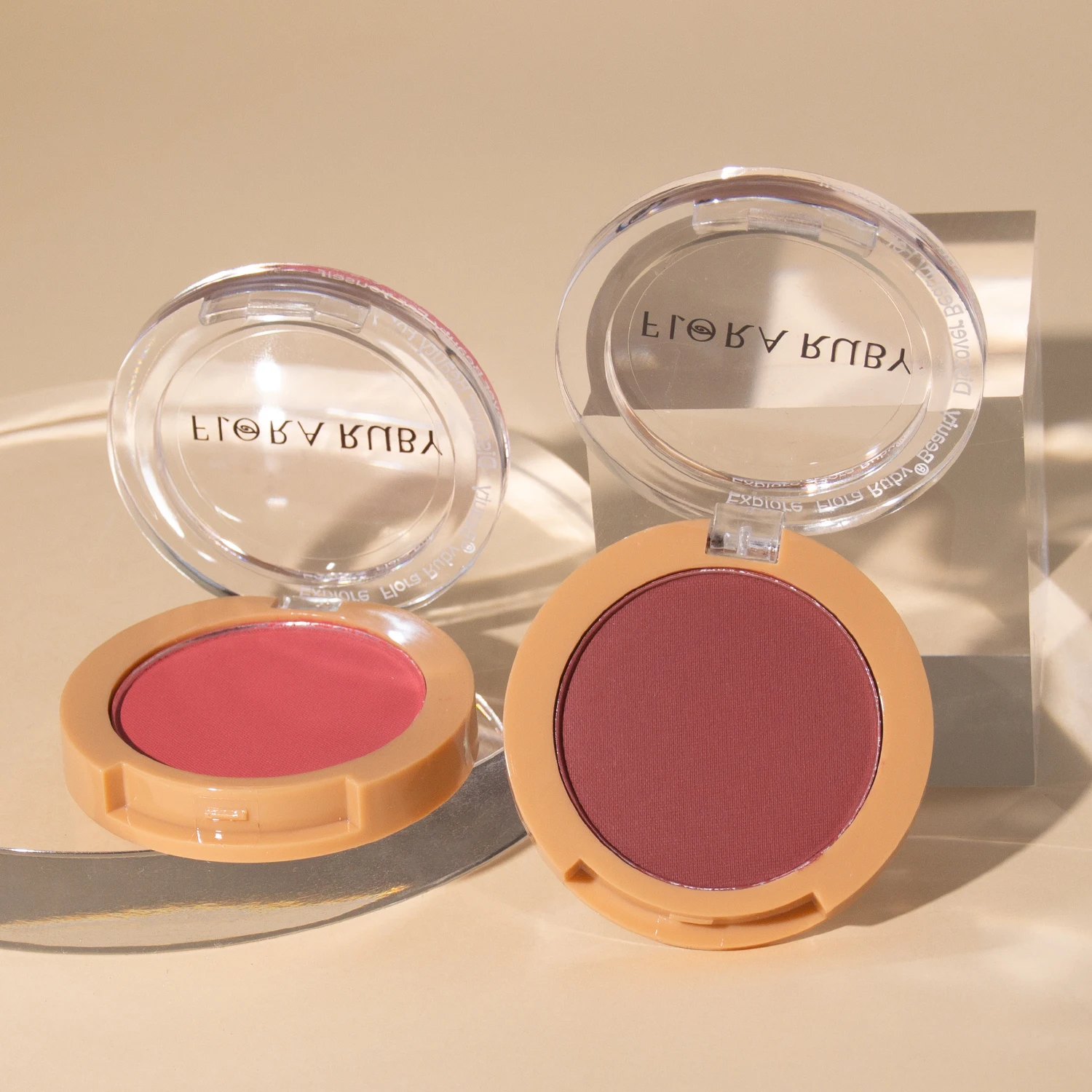 Custom private label cosmetics pressed powder korean soft lightweight blush palette and contour powder