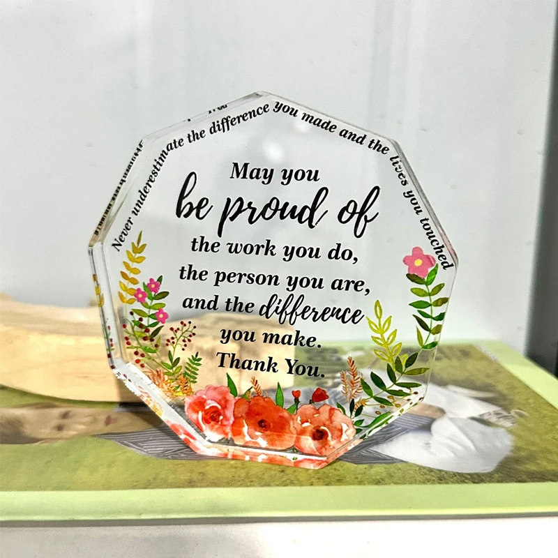 Custom Birthday Gifl Acrylic Bock Desk Plaque Teacher Sublimation Blanks Sign Plaque Clear Acrylic Photo Plaque