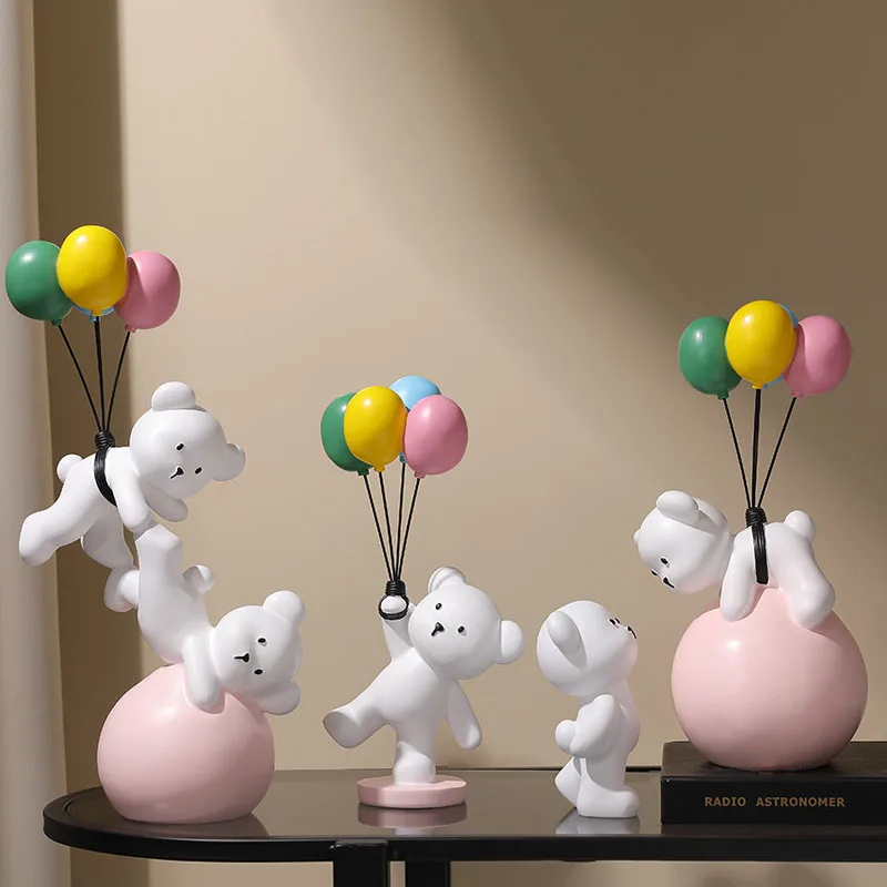 Balloon Bear Figurines For Interior Creative Resin Statue Nordic Home Decoration Sculpture Modern Figurine Room Decor