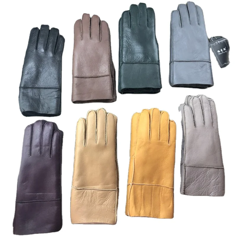 2021 winter sheepskin wool all-in-one gloves full back leather ladies winter warmth thickened gloves manufacturers wholesale