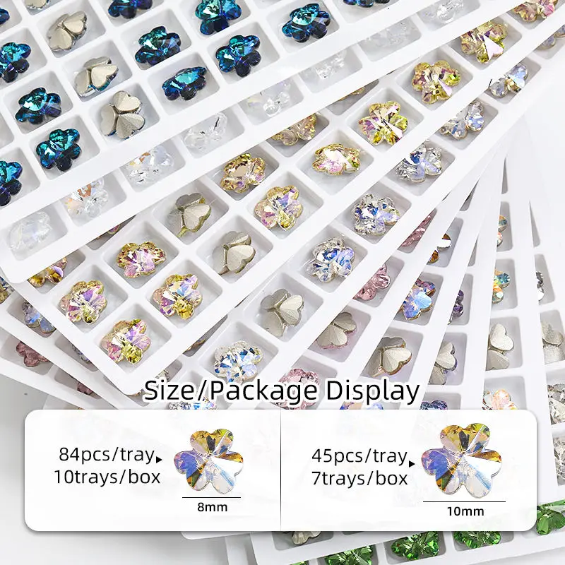 Xichuan K9 Glass Top Sale Clover Heart Shape Pointback Glass Crystal Rhinestones  For Nail Art and Jewelry making