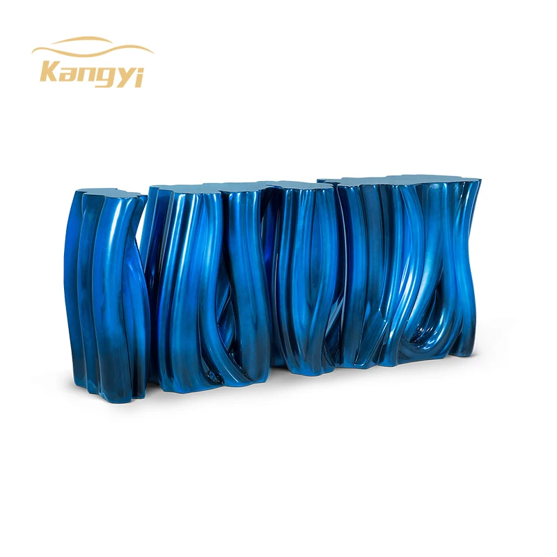 Luxury art design molded resin high gloss electric purple translucent tableware cabinet furniture