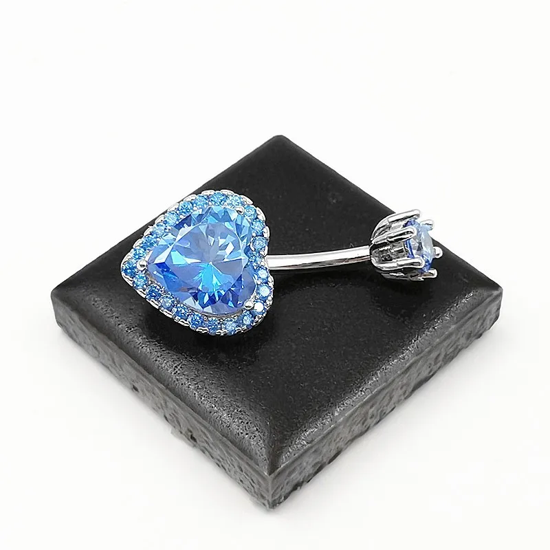 925 Sterling Silver Zircon Heart Shape Piercing Navel Belly Rings 925 Silver Sexy Navel Piercing Jewelry For Women