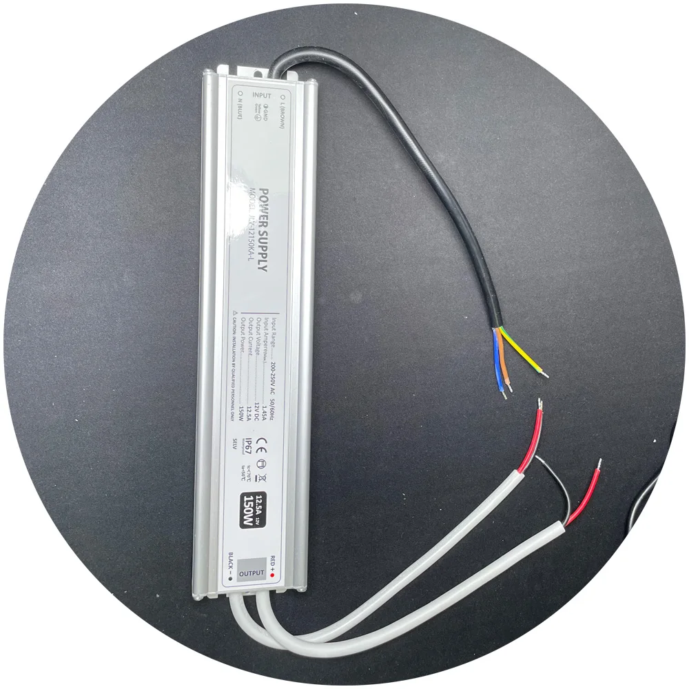 JLV outdoor waterprproof IP67 dc12v 150w dc24v constant voltage led power supply