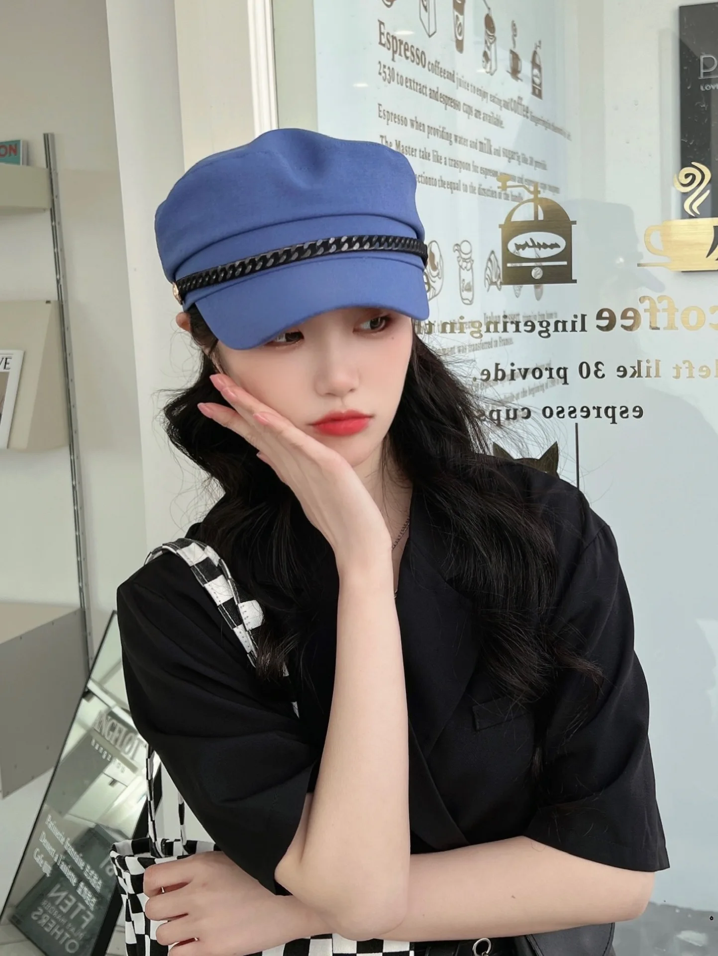 Flat Beret For Girls Korean Cool Short-brimmed Hat British Retro Lady Hat