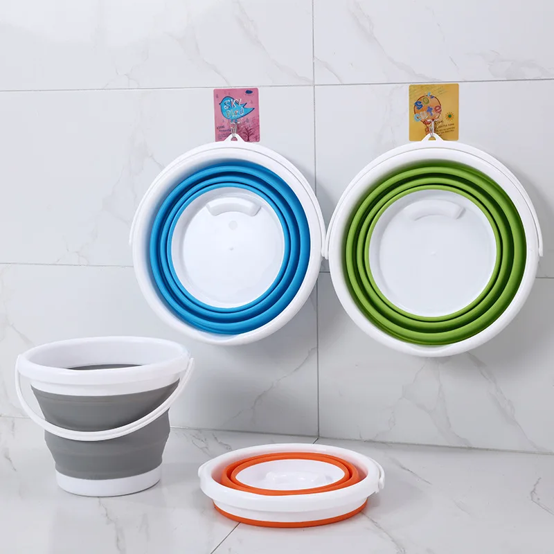 5L Folding laundry basket Circular collapsible bucket Folding picnic basket