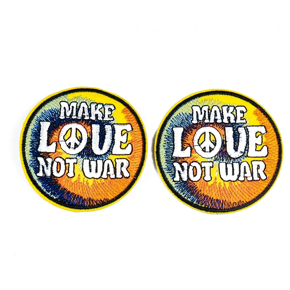 
Customize High Quality 70s USA Boho Hippie Embroidery Patch Bag Badge Clothes Iron on Sew on Patch 