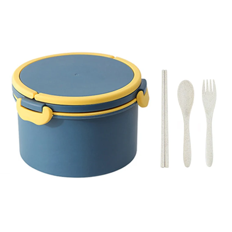 Custom logo color round outdoor camping 2 layer compartments wheat lunch box thermal biodegradable plastic bento box with lid