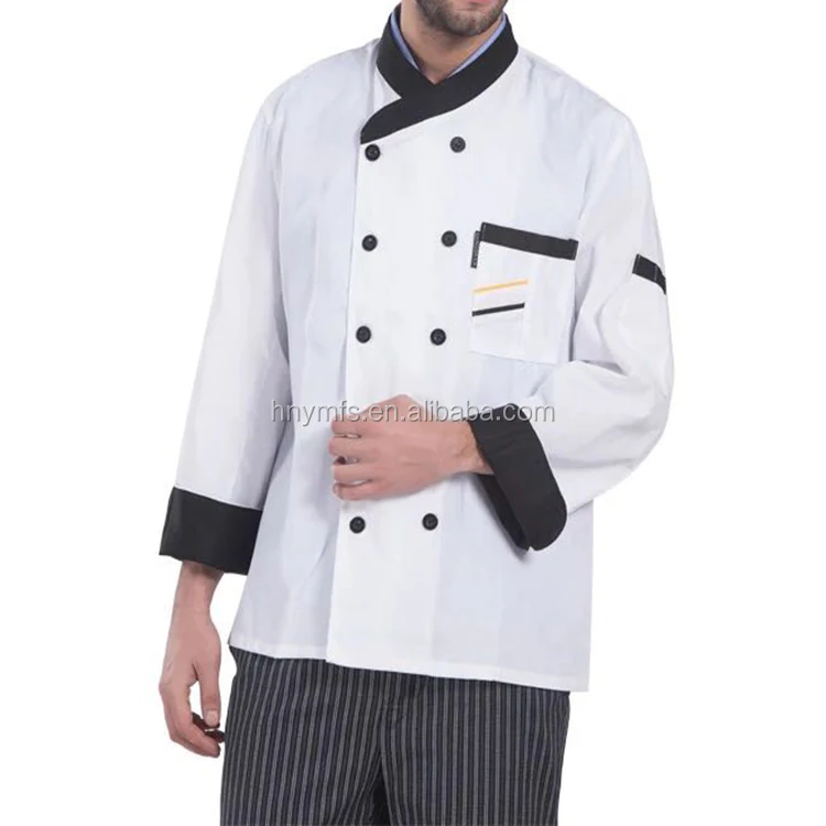 
white chef coat black button double-breasted suit sushi chef uniform 