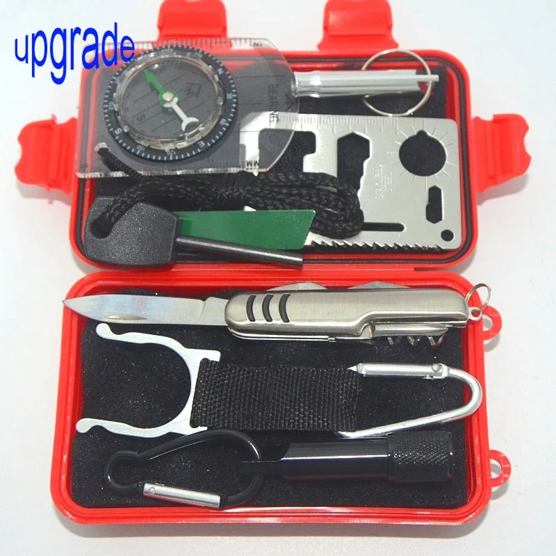 upgraded 8 in 1 Outdoor Camping Portable Edc Emergency Survival gear kit SOS Survival Tool Set for Hiking Travel Climbing