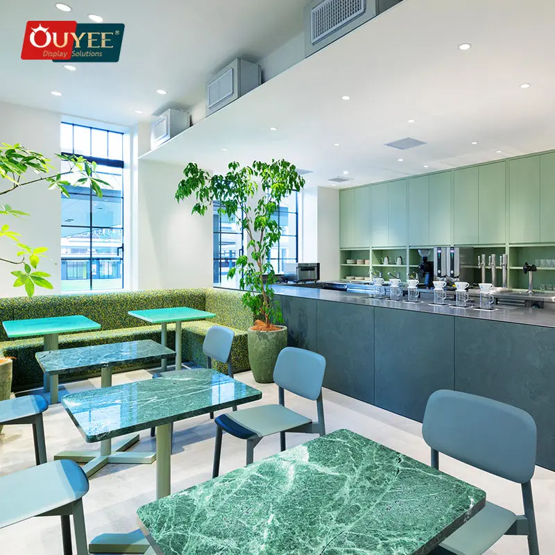 High Quality Display Classic Design Coffee Shop Counter Cafe Counter Design Green Cafe Interior Design