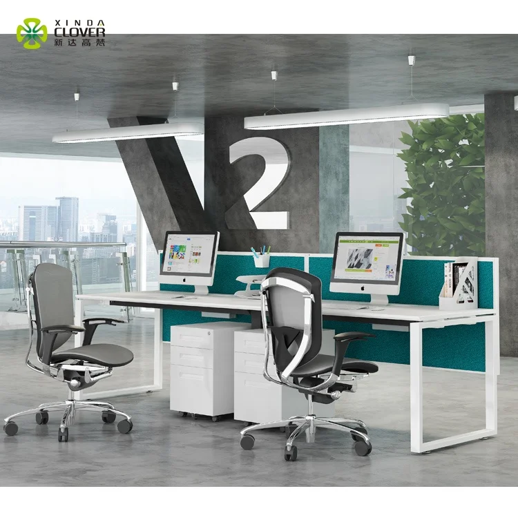 Simple Office Furniture Modern Workstation Table Metal Office Desk For Two