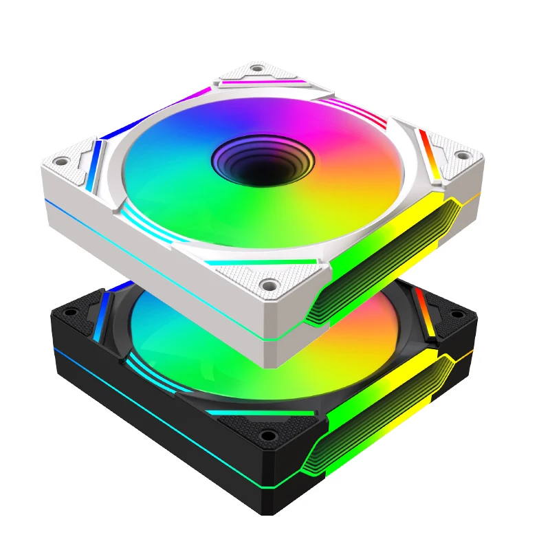 New Style Computer Case Fan 120mm Infinite Mirror Design ARGB Cooler Fan for PC with RGB Light Effect