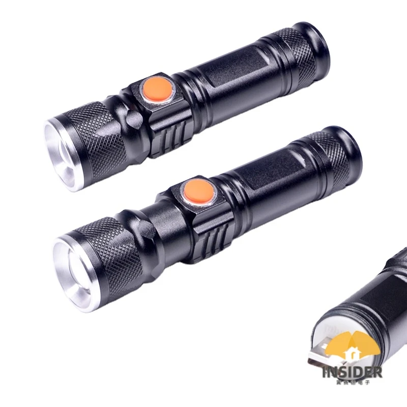 Portable Japan Multifunction 300lm Usb Rechargeable Zoomable Waterproof Aluminium 3w Xpe Led Tactical Torch Flashlight with Clip