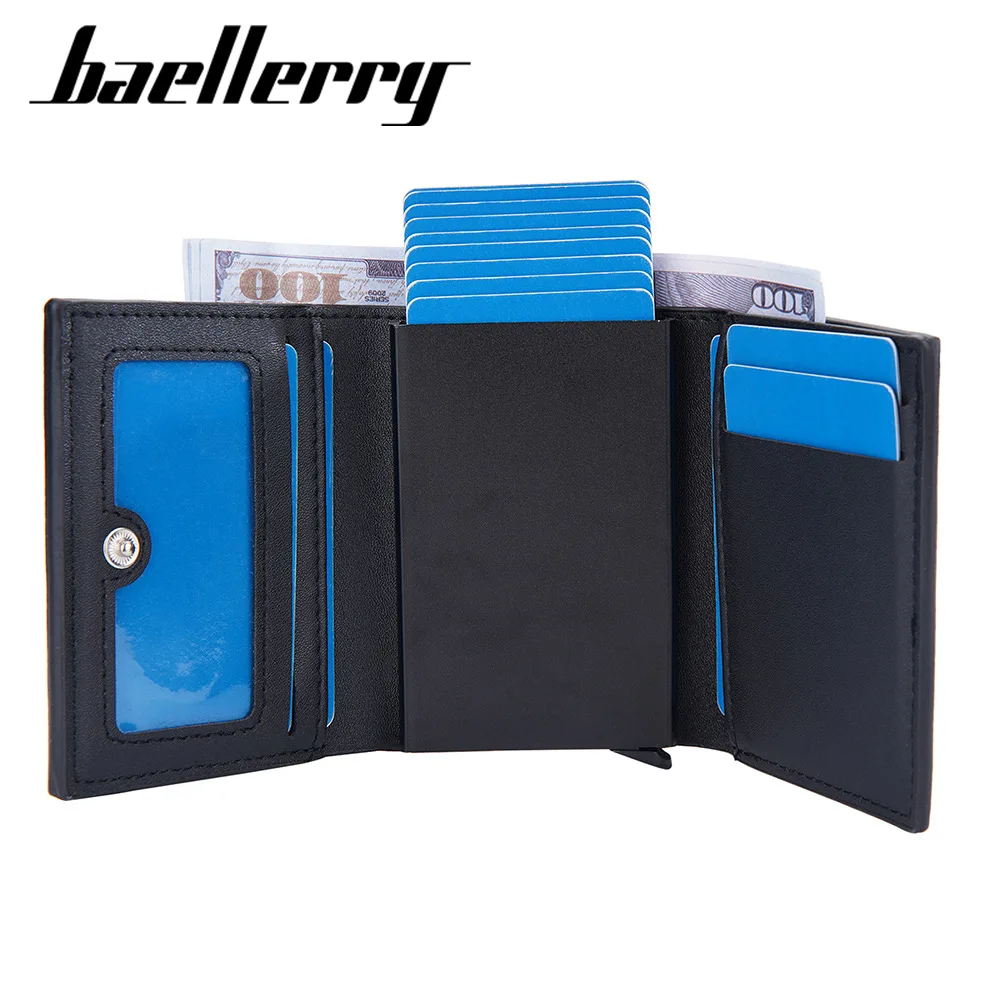 baellery Minimalist rfid wallet card holder box pop up automatic wallet Aluminum Metal Bank Card Case pop up wallet with id card