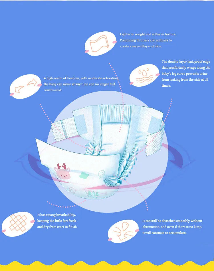 Sunny Lovely XL Disposable Baby Diapers on Clearance Organic Change Nappy Fabric Adjustable Dry Snaps Printed Feature SAP Japan