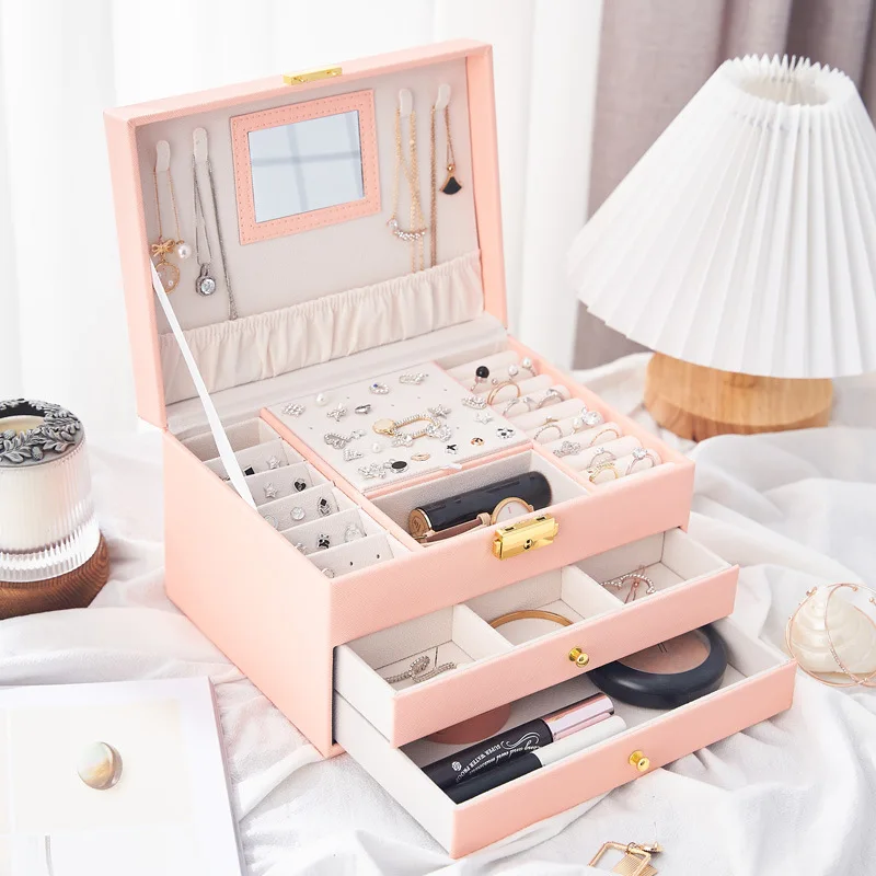 Xinxing custom Jewellery Boxes Necklace Box Ring Earring Storage Lockable Luxury Wholesale Leather Jewellery Boxes