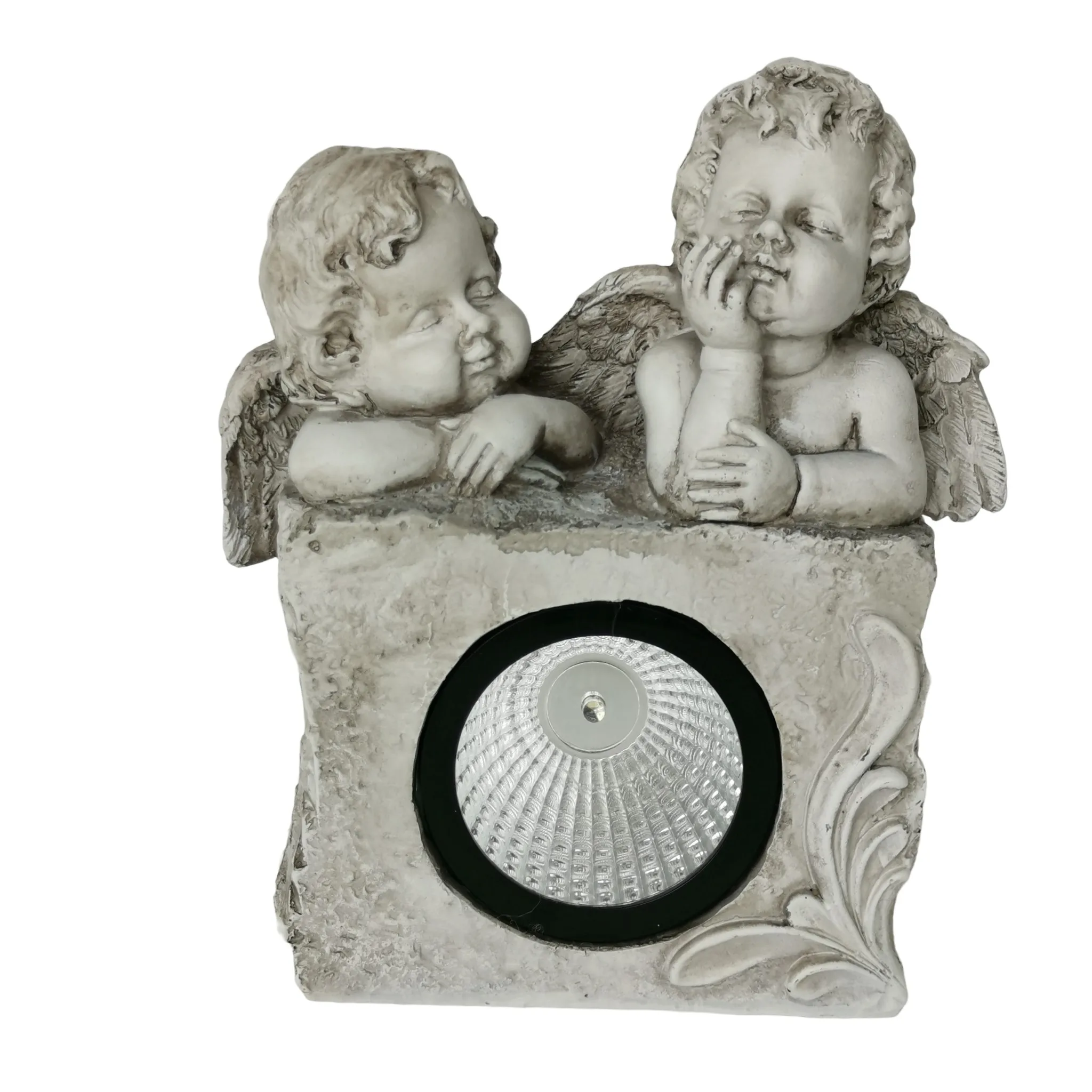 Polyresin Decoration Two Cute Angels Solar Led Outdoor