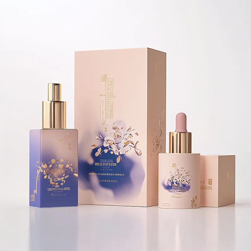 Deluxe Frosted Gradient Essence Skincare Cosmetic Serum Essential Oil Dropper Bottle Glass Spray Pump Bottle Press Lotion Bottle