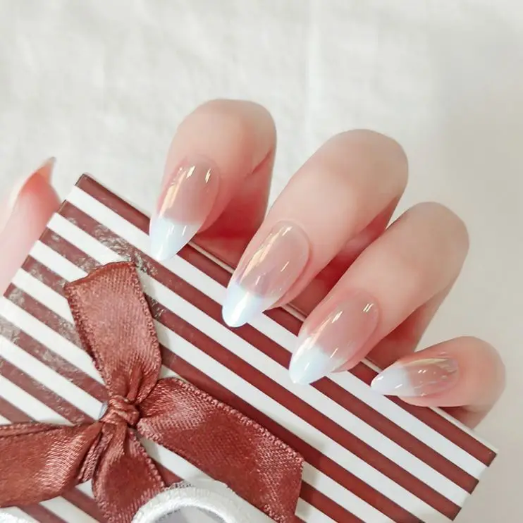 
 24 pcs stiletto talon electroplate Glue French Stick Bride Toe Display fake Nail Tips Press On Nails False  