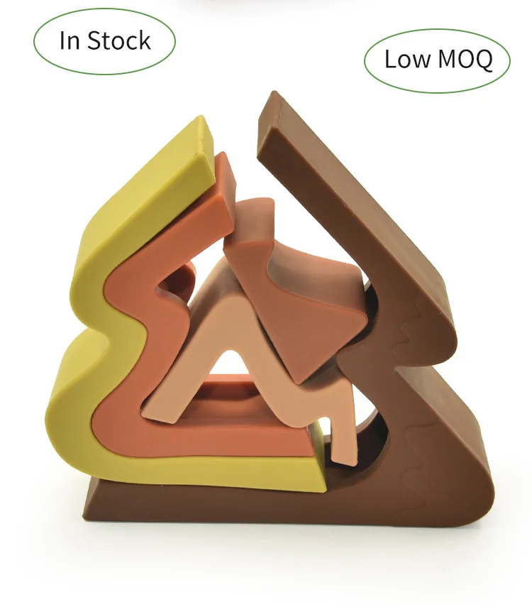 Unisex Educational Toy Set 5pcs Silicone Baby Blocks in Mountain Shape for 0-4 Years Old