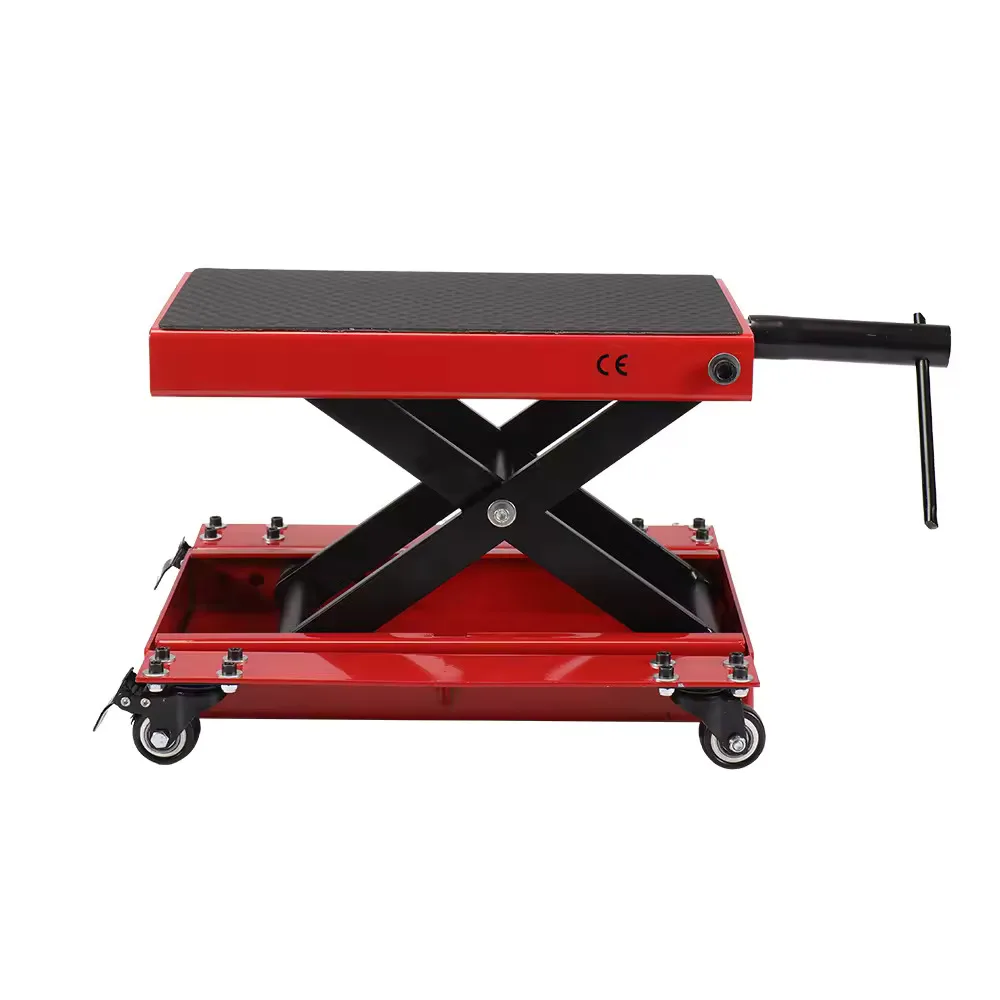 500kg Motorcycle Lift Center Scissor Lift Jack Wide Flat Hoist Stand for Street Bikes ATVs Garage Repair Stand