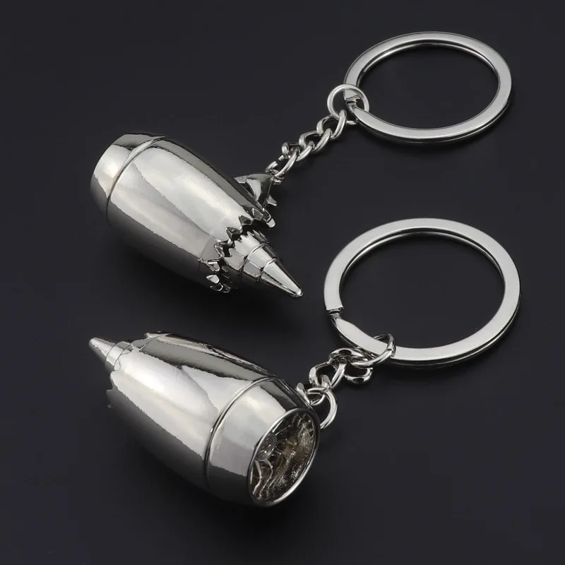 Aviation gift 3D aircraft engine metal key chain pendant