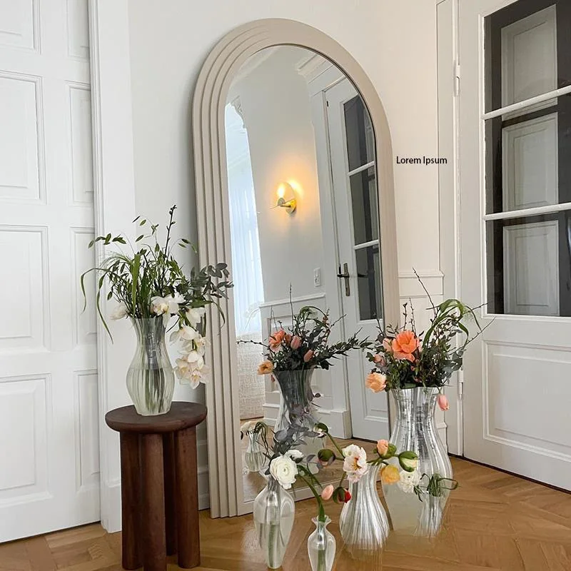 Full Body Mirror Arched European Style Floor Mirror Bedroom, Vertical Large Wall Decoration Mirror Dressing Room
