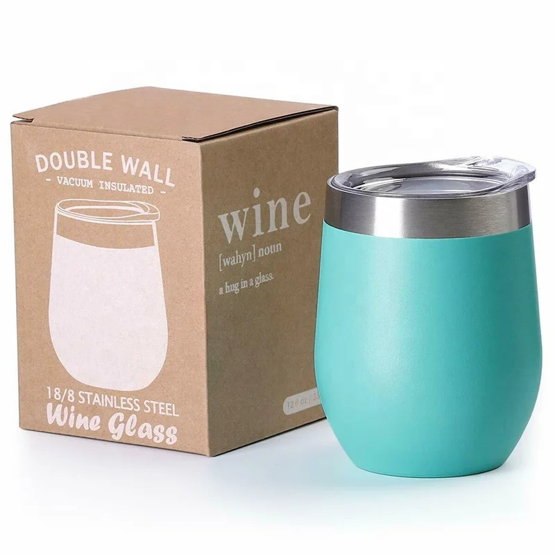 Стакан для вина 12 унций с двойной стенкой из нержавеющей стали, изолированный простой современный бокал для вина, Прямая поставка