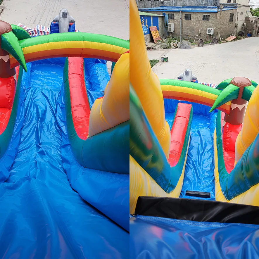 Miami dolphin inflatable water slide pool