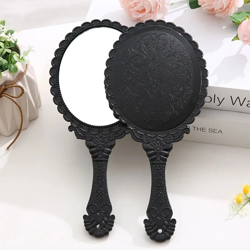 Wholesale Gold Silver Black Oval Retro Hand Mirror Cosmetic Mirrors High Quality Vintage HandHeld Makeup Mirror For Women