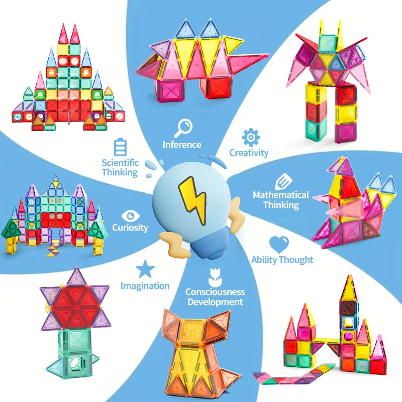 2025 kids Trending Educational Fort Toddler 3D Magnet Building Blocks Toys Set Stem Magnet Brick Magnetic Tiles For kids