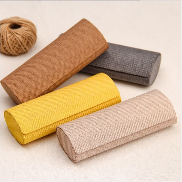 Wholesale Linen Fashion Custom Sunglasses Case  Folding Oval Hard Glasses Case