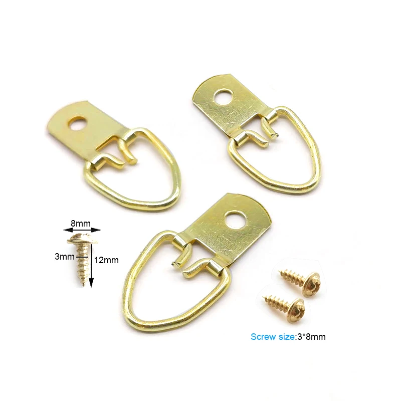 Single Hole D Ring Picture Hangers   with Screws for Home Decoration