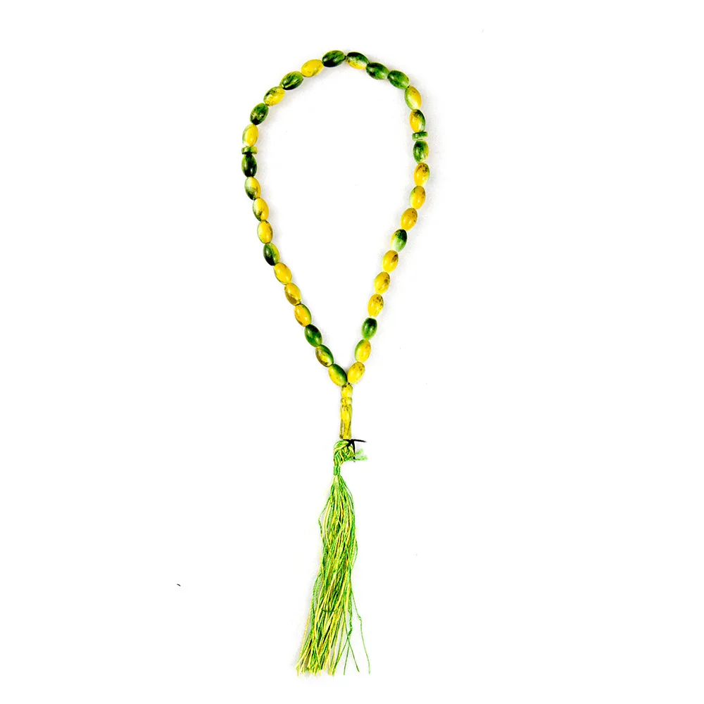 Mecrt дешевые подарки мусульманские 33 Розария овальная краска исламское пение Tasbih пластиковые Misbaha Arab Ramadan ювелирные изделия оптом