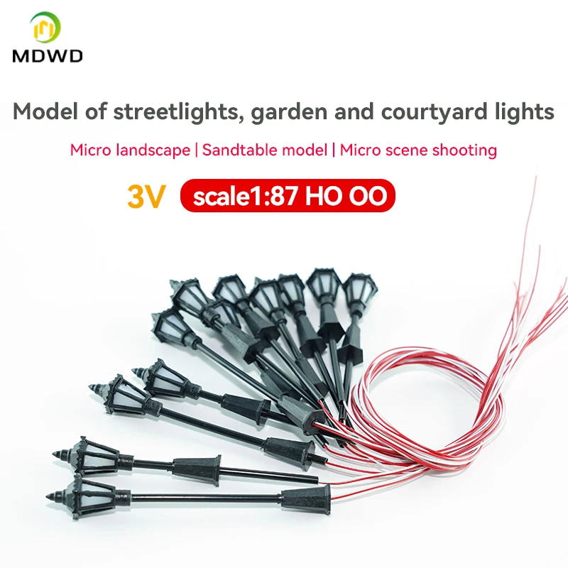 Miniature Light Railway Train  3V LED Street Lamppost Architecture Building Layout for Park Decoration Kits Train  for Diorama