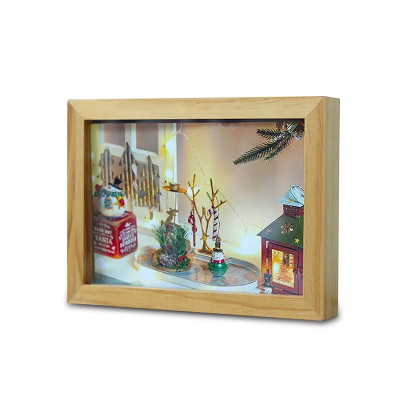 Hot Sale Solid Wood Picture Plane Dry Flower Wood Double Sided  Led Light  Photo Frame