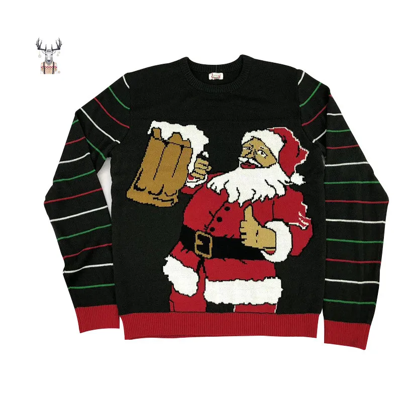 Unisex Crewneck Jacquard Knitwear Pullover Jumper Ugly  Christmas Sweater