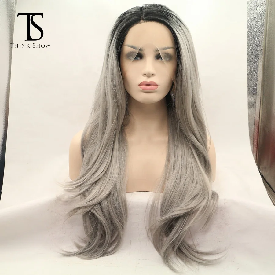 
Synthetic lace front wigs French lace factory price high quality custom package 