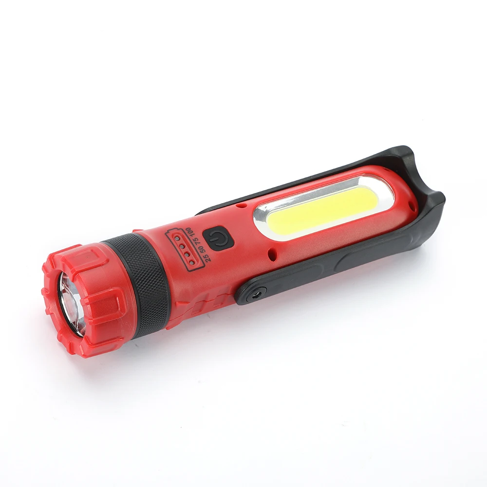 High power ABS portable handle red light dimmable flash USB output power bank flashlight for emergency