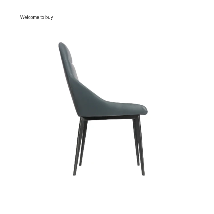 New design contemporary restaurant upholstered comfortable metal leg black leather dining chairs