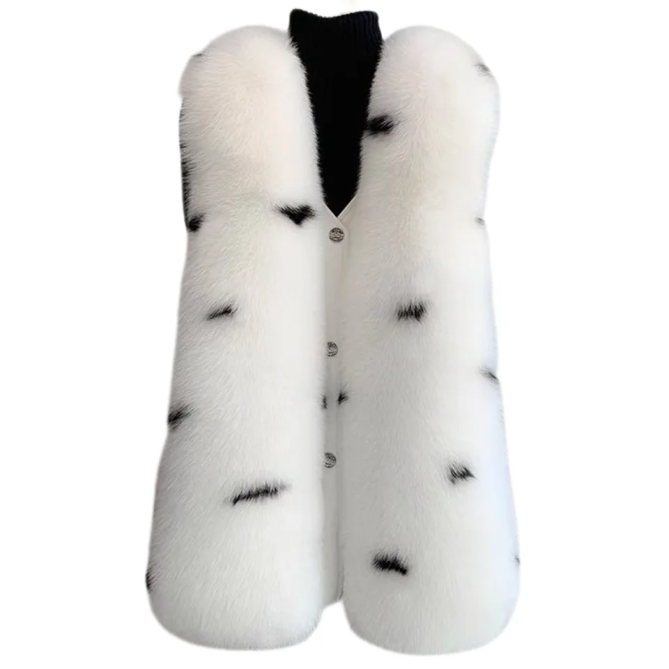 Vicky c Hot sale factory directly lovely long fur gilet winter beautiful waistcoat sleeveless jacket white fox fur vest